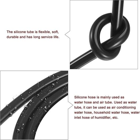 MECCANIXITY خرطوم أنابيب السيليكون 1/4 "ID 3/8" OD 3.3ft أسود لأنبوب هواء خرطوم المياه in Kuwait