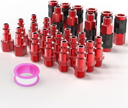 GASHER 12 قطعة من الألومنيوم 1/4 بوصة AMT مقرنة هواء عالمية ومجموعة قابس هواء، مقاس 1/4 بوصة NPT أنثى، تركيبات خرطوم هواء وصلة سريعة in Saudi Arabia