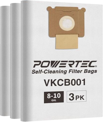 POWERTEC Shop Vacuum Bags 3PK for Vacmaster VKCB001 Vacuum Bags, Replacement Fleece Filter Bags for Vacmaster VK811PH, VK1011SIWTH Wet/Dry Vacuum, Shop Vacuum Accessories for Vacmaster (75043) in Saudi Arabia