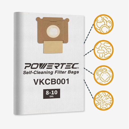 POWERTEC Shop Vacuum Bags 3PK for Vacmaster VKCB001 Vacuum Bags, Replacement Fleece Filter Bags for Vacmaster VK811PH, VK1011SIWTH Wet/Dry Vacuum, Shop Vacuum Accessories for Vacmaster (75043) in Saudi Arabia