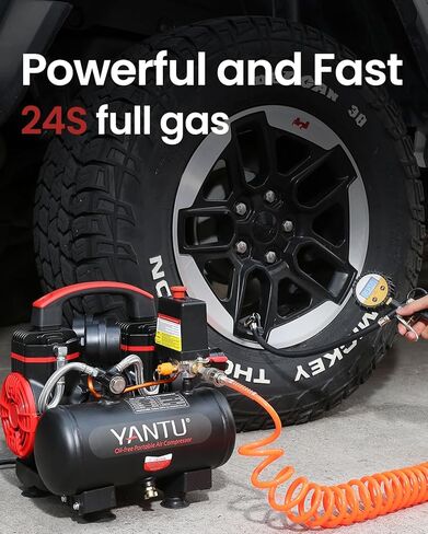 يانتو ضاغط هواء، مكبس بدون زيت 3 لتر 1.2 حصان، ضاغط هواء صغير صامت خالٍ من الزيوت 150 باوند لكل انش مربع in Kuwait