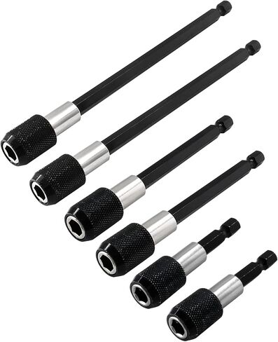 Litoexpe 3 Pcs Drill Bit Extension, Quick Release Bit Holder Magnetic Drill Extension Bit Holder with 1/4" Hex Shank for All 1/4-Inch Drive Bits (2 Inch, 4 Inch, 6 Inch - Black） in Kuwait