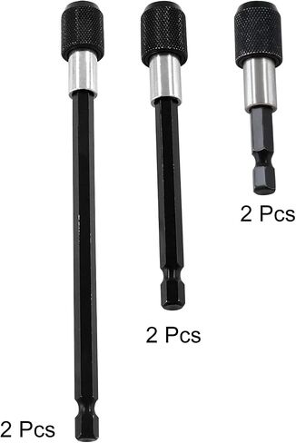 Litoexpe 3 Pcs Drill Bit Extension, Quick Release Bit Holder Magnetic Drill Extension Bit Holder with 1/4" Hex Shank for All 1/4-Inch Drive Bits (2 Inch, 4 Inch, 6 Inch - Black） in Kuwait