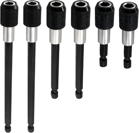 Litoexpe 3 Pcs Drill Bit Extension, Quick Release Bit Holder Magnetic Drill Extension Bit Holder with 1/4" Hex Shank for All 1/4-Inch Drive Bits (2 Inch, 4 Inch, 6 Inch - Black） in Kuwait