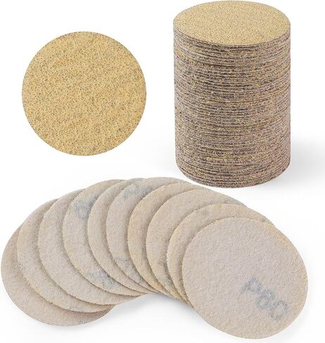S SATC 100PCS 2 Inch Sanding Disc Hook and Loop Sandpaper 60 Grit Grinder Rotary Tools Attachment Aluminum Oxide Sanding Discs for Woodworking Wood Automotive Metal No-Hole in Kuwait