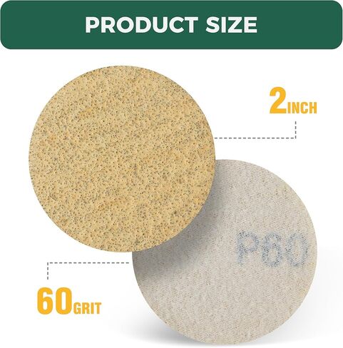 S SATC 100PCS 2 Inch Sanding Disc Hook and Loop Sandpaper 60 Grit Grinder Rotary Tools Attachment Aluminum Oxide Sanding Discs for Woodworking Wood Automotive Metal No-Hole in Kuwait