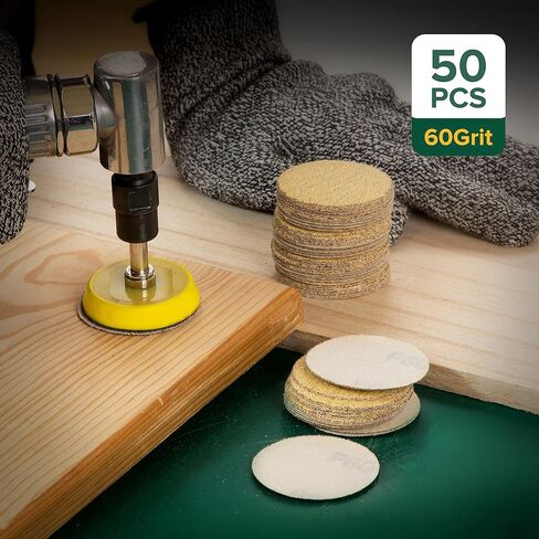 S SATC 100PCS 2 Inch Sanding Disc Hook and Loop Sandpaper 60 Grit Grinder Rotary Tools Attachment Aluminum Oxide Sanding Discs for Woodworking Wood Automotive Metal No-Hole in Kuwait