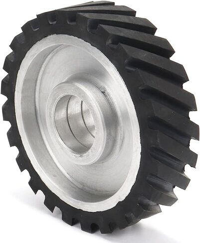 SI FANG 6 x 2 inch Belt Grinder Rubber Wheel, Serrated Rubber Belt Grinder Contact Wheel for Grinding and Polishing, Stable Operation and Low Noise, Suitable for 6206 Bearing in Saudi Arabia
