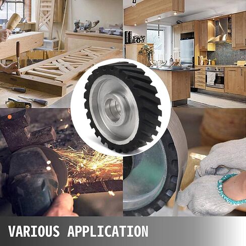 SI FANG 6 x 2 inch Belt Grinder Rubber Wheel, Serrated Rubber Belt Grinder Contact Wheel for Grinding and Polishing, Stable Operation and Low Noise, Suitable for 6206 Bearing in Saudi Arabia
