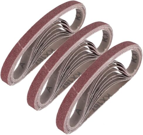 أحزمة صنفرة مقاس 3/8 بوصة × 13 بوصة، حزام صنفرة من أكسيد الألومنيوم 80 حبيبة، أداة صنفرة الحزام لأعمال النجارة، تلميع المعادن (30 عبوة) in Kuwait