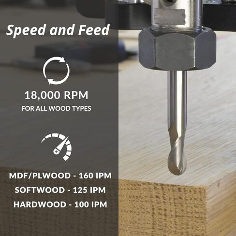 ROUTYBITS - 1/4 Inch - Ball Nose Bit - 1/4 Shank, 1/2 in. FL, Solid Carbide, Spiral Endmill, CNC Router Bits in Kuwait