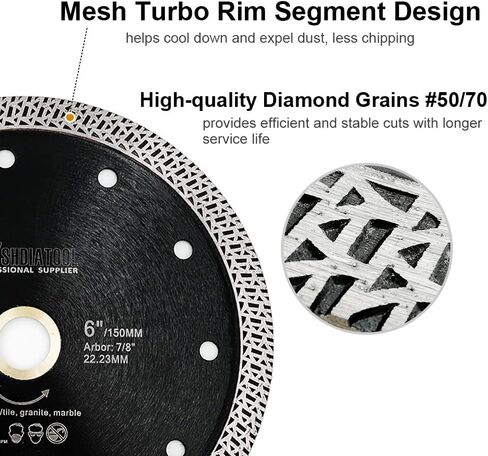 SHDIATOOL 4-1/2 Inch Porcelain Diamond Mesh Turbo Saw Blade Cutting Granite Marble Ceramic Tile Brick Pack of 2… in Saudi Arabia