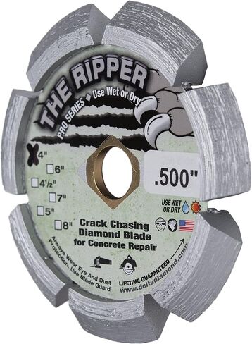 Delta Diamond Ripper Pro Premium 4 Inch X .250 Crack Chaser Diamond Blade, 7/8"-5/8" Arbor, V Shaped for Crack Repair in Concrete, Asphalt (4" X 1/4") in Kuwait