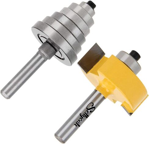 لقمة توجيه أرنب عرقوب 1/4 بوصة مع مجموعة 6 محامل، مجموعة لقمة توجيه أرنب متعددة SellyOak لأعماق متعددة (1/8 بوصة، 1/4 بوصة، 5/16 بوصة، 3/8 بوصة، 7/16 بوصة، 1/ 2 "محامل قابلة للتبديل والتعديل) in Kuwait