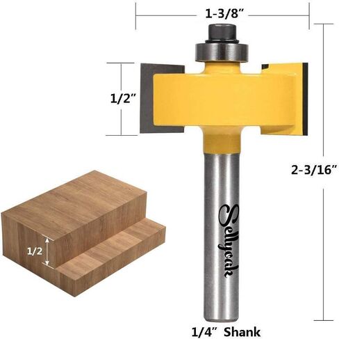 لقمة توجيه أرنب عرقوب 1/4 بوصة مع مجموعة 6 محامل، مجموعة لقمة توجيه أرنب متعددة SellyOak لأعماق متعددة (1/8 بوصة، 1/4 بوصة، 5/16 بوصة، 3/8 بوصة، 7/16 بوصة، 1/ 2 "محامل قابلة للتبديل والتعديل) in Kuwait