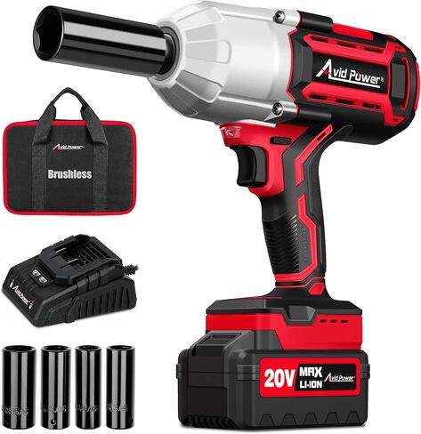 AVID POWER High Torque 1/2" Impact Wrench w/Max Torque 738ft-lbs (1000N.m), Cordless Impact Gun w/ 4.0A Li-ion Battery, 4 Pcs Impact Sockets and Fast Charger, 20V Brushless Impact Drill in Saudi Arabia