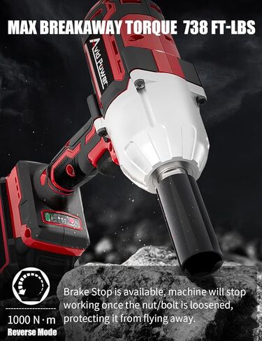AVID POWER High Torque 1/2" Impact Wrench w/Max Torque 738ft-lbs (1000N.m), Cordless Impact Gun w/ 4.0A Li-ion Battery, 4 Pcs Impact Sockets and Fast Charger, 20V Brushless Impact Drill in Saudi Arabia