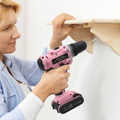 مجموعة مثقاب كهربائي لاسلكي من اوكيا - مثقاب كهربائي 21 فولت مع بطارية، ظرف بدون مفتاح 3/8 انش، سرعتان متغيرتان، 33 قطعة من لقم المثقاب/المفك للجدار والخشب والمعدن في شنطة محمولة in Kuwait