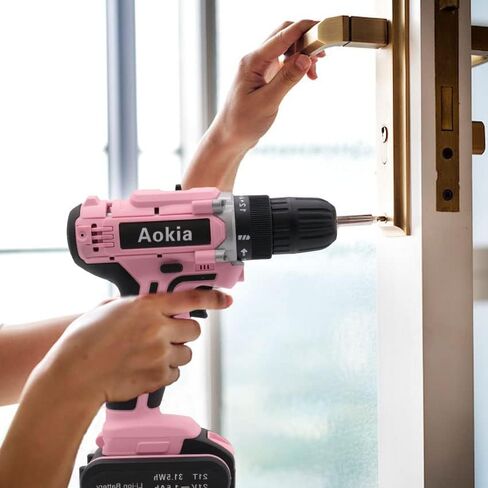 مجموعة مثقاب كهربائي لاسلكي من اوكيا - مثقاب كهربائي 21 فولت مع بطارية، ظرف بدون مفتاح 3/8 انش، سرعتان متغيرتان، 33 قطعة من لقم المثقاب/المفك للجدار والخشب والمعدن في شنطة محمولة in Kuwait