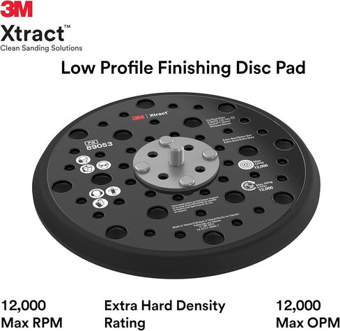 وسادة احتياطية لقرص الصنفرة Xtract Hookit Xtract Hook and Loop، 89409، 6 بوصة، بحد أقصى 12000 دورة في الدقيقة OPM، صلبة، 49 فتحة، وسادة قرص تشطيب منخفضة المظهر، 5/16-24 EXT in Kuwait