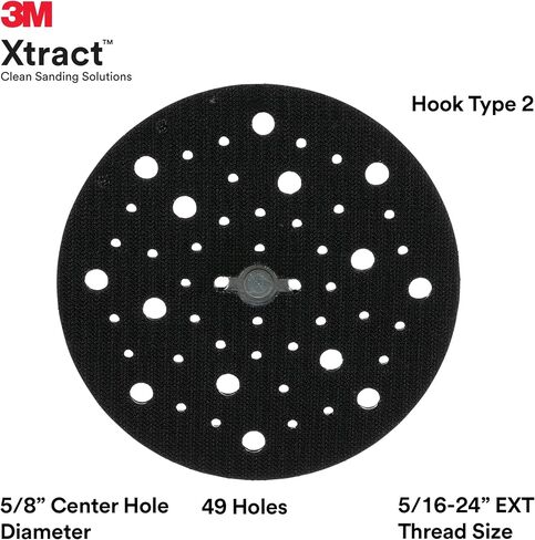 وسادة احتياطية لقرص الصنفرة Xtract Hookit Xtract Hook and Loop، 89409، 6 بوصة، بحد أقصى 12000 دورة في الدقيقة OPM، صلبة، 49 فتحة، وسادة قرص تشطيب منخفضة المظهر، 5/16-24 EXT in Kuwait