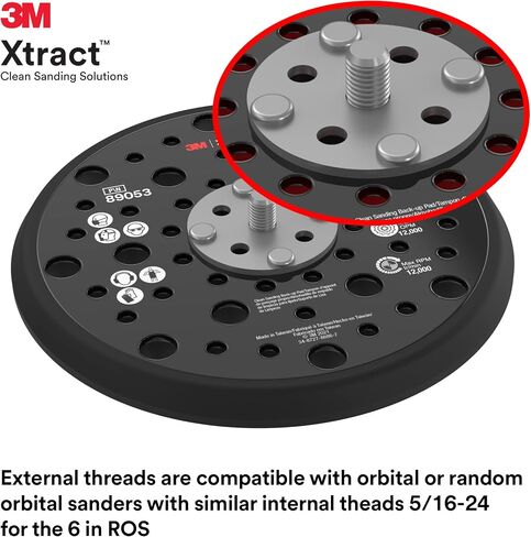وسادة احتياطية لقرص الصنفرة Xtract Hookit Xtract Hook and Loop، 89409، 6 بوصة، بحد أقصى 12000 دورة في الدقيقة OPM، صلبة، 49 فتحة، وسادة قرص تشطيب منخفضة المظهر، 5/16-24 EXT in Kuwait