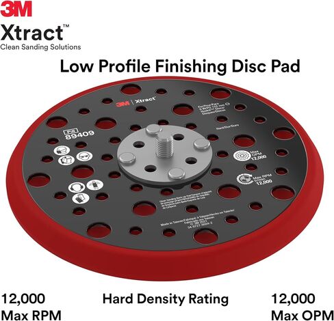 وسادة احتياطية لقرص الصنفرة Xtract Hookit Xtract Hook and Loop، 89409، 6 بوصة، بحد أقصى 12000 دورة في الدقيقة OPM، صلبة، 49 فتحة، وسادة قرص تشطيب منخفضة المظهر، 5/16-24 EXT in Kuwait