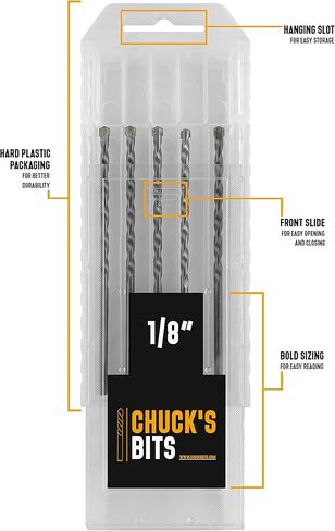 مجموعات قطع البناء المكونة من 5 قطع من Chuck’s Bits (من 1/8 بوصة إلى 5/16 بوصة) من الفولاذ الكربوني المغطى بالكربيد للمطرقة الإيقاعية والمثاقب الدوارة (5/32 بوصة × 4 بوصة) in Kuwait