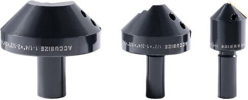 Accusize Industrial Tools 1/4'', 1/2'' and 1-1/4'' 90 Degree Indexable Carbide Countersinks, 0046-0990 | 3-Pc Set: 1/4", 1/2", 1-1/4", Carbide, TiN Coated Inserts, TCMT 32.5, SCMT 43 in Saudi Arabia