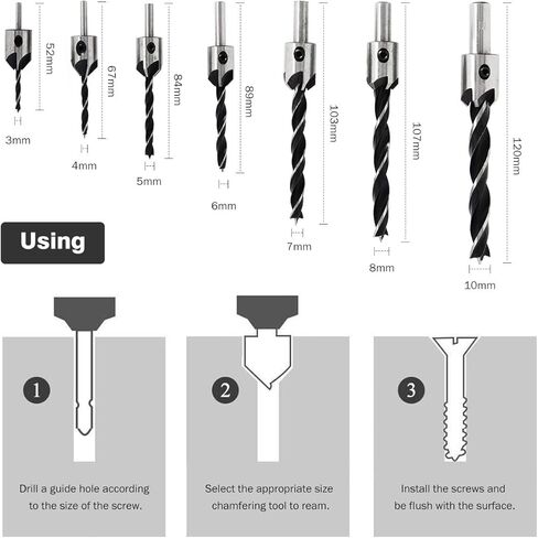 أدوات حفر الشطب الخشبية من WICHEMI مكونة من 26 قطعة - 6 لقم ثقب غاطسة، و7 لقمة ثقب غاطسة ثلاثية المدببة مع مفتاح ربط على شكل حرف L، و8 قطع قابس خشبية، وريشة ثقب ثلاثية الخطوات، ولكمة مركزية تلقائية in Kuwait