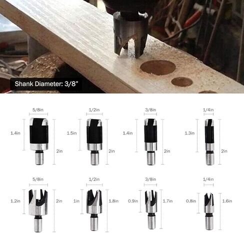 أدوات حفر الشطب الخشبية من WICHEMI مكونة من 26 قطعة - 6 لقم ثقب غاطسة، و7 لقمة ثقب غاطسة ثلاثية المدببة مع مفتاح ربط على شكل حرف L، و8 قطع قابس خشبية، وريشة ثقب ثلاثية الخطوات، ولكمة مركزية تلقائية in Kuwait