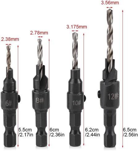 4 قطع عرافة عرقوب HSS لقمة ثقب مجموعة المسمار التوسيع الحفر #6 #10 #13 #16 مثقاب مثقاب لأداة نجارة in Saudi Arabia