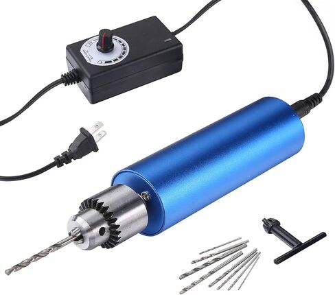 PlusRoc 0.3-4 مم مثقاب كهربائي صغير مع محول طاقة للتحكم في السرعة 3-12 فولت تيار مستمر، مثقاب محمول محمول لصياغة راتنج PCB in Kuwait
