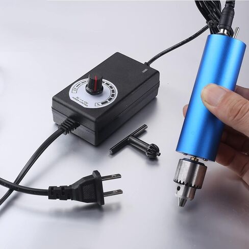 PlusRoc 0.3-4 مم مثقاب كهربائي صغير مع محول طاقة للتحكم في السرعة 3-12 فولت تيار مستمر، مثقاب محمول محمول لصياغة راتنج PCB in Kuwait