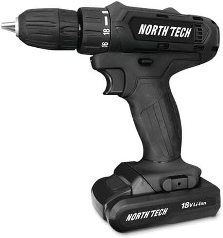 Cordless Drill Set by North Tech | 18V with Variable Speed up to 900 RPM | Battery, Charger, Handstrap, and Bubble Level Included | 3/8" Keyless Chuck in Saudi Arabia