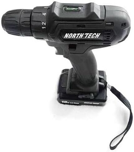 Cordless Drill Set by North Tech | 18V with Variable Speed up to 900 RPM | Battery, Charger, Handstrap, and Bubble Level Included | 3/8" Keyless Chuck in Saudi Arabia