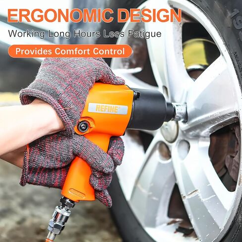 REFINE Air Impact Wrench 1/2 Inch, 10-Speeds Pneumatic Square Drive Heavy Duty 538ft-Lbs Max Loosening Torque Pneumatic Impact Wrench, Twin Hammer 7500RPM Impact Gun for Auto Repairs and Maintenance. in Kuwait