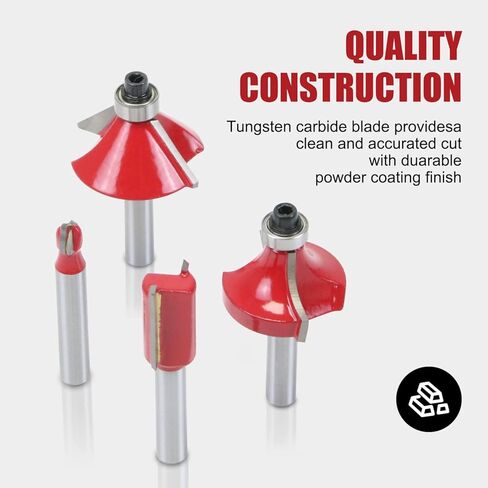 دي وينر طقم لقم راوتر 15 قطعة 1/4 انش لاعمال النجارة مع حافظة بلاستيكية بما في ذلك لقم راوتر مشطوفة in Kuwait