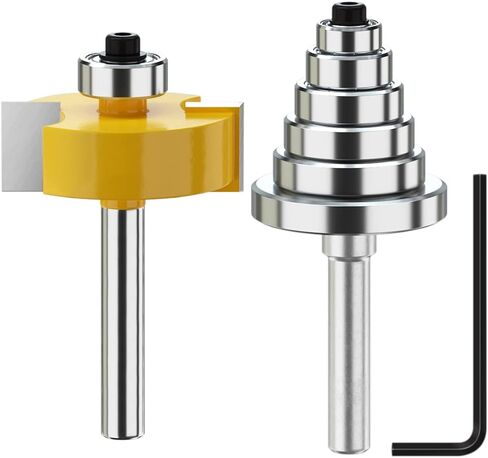 1/2 Inch Shank Rabbet Router Bit with 6 Bearings Set -1/8", 1/4", 5/16", 3/8", 7/16", 1/2" Interchangeable Bearings for Solid Wood Particle Board Plywood in Saudi Arabia