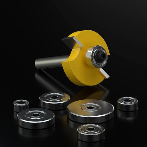 1/2 Inch Shank Rabbet Router Bit with 6 Bearings Set -1/8", 1/4", 5/16", 3/8", 7/16", 1/2" Interchangeable Bearings for Solid Wood Particle Board Plywood in Saudi Arabia