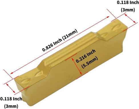 حامل أدوات الحز للمخرطة CNC MGEHR1616-3 (0.63 بوصة)، مع ثلاث شفرات من الكربيد الأسمنتي MGMN300. فولاذ معالج باللون الأصفر، وفولاذ مقاوم للصدأ معالج باللون الفوشيا، وسبائك ألومنيوم معالجة بالفضة. (3 مم) in Saudi Arabia