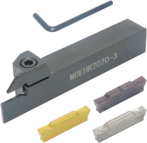 CNC Lathe Grooving Tool Holder MGEHR1616-3(0.63 Inch), with Three MGMN300 Cemented Carbide Blades. Yellow Processed Steel, Fuchsia Processed Stainless Steel, Silver Processed Aluminum Alloy. (3mm) in Kuwait