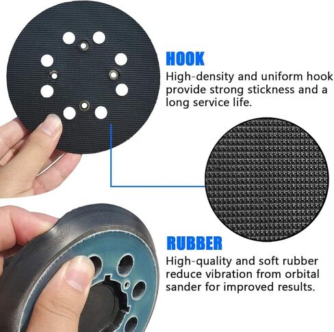 قطعتان من وسادة الصنفرة البديلة ذات 8 فتحات بخطاف وحلقة مقاس 5 بوصات لـ DeWalt DWE6423/6423K، DWE6421/6421K، DWE6421-B2، DWE6421-B3، DWE6421-BR، DCW210B جزء الصنفرة -DWE64233 & N329079 in Kuwait