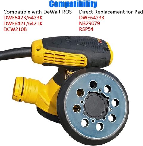 قطعتان من وسادة الصنفرة البديلة ذات 8 فتحات بخطاف وحلقة مقاس 5 بوصات لـ DeWalt DWE6423/6423K، DWE6421/6421K، DWE6421-B2، DWE6421-B3، DWE6421-BR، DCW210B جزء الصنفرة -DWE64233 & N329079 in Kuwait