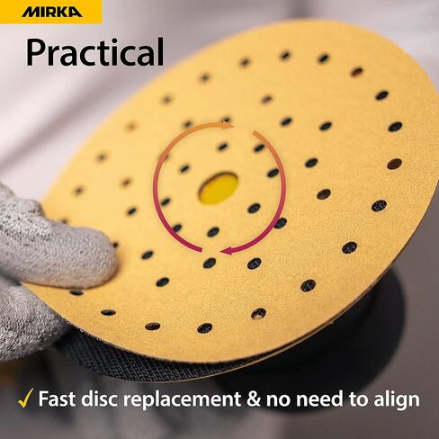 Mirka Gold Multifit 5'' Sandpaper Grit 320 Hook and Loop, 50 Pack 5 inch Sanding Discs for Orbital Sander, Sand Paper Pads for Wood, Drywall, Metal in Saudi Arabia