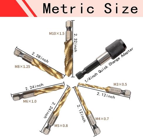 مجموعة لقم الحفر والصنبور من ANPTGHT، مجموعة لقم الصنبور المطلية بالتيتانيوم 13 قطعة SAE ومجموعة لقم الصنبور المترية مع محول التغيير السريع لحفر الخيط اللولبي والتنصت على إزالة الأزيز والغرق in Kuwait