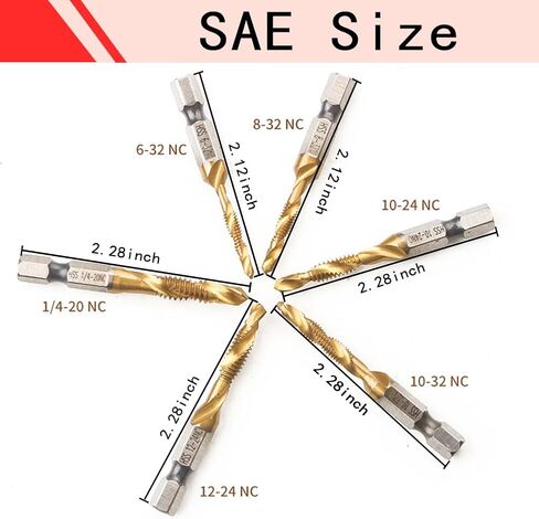 مجموعة لقم الحفر والصنبور من ANPTGHT، مجموعة لقم الصنبور المطلية بالتيتانيوم 13 قطعة SAE ومجموعة لقم الصنبور المترية مع محول التغيير السريع لحفر الخيط اللولبي والتنصت على إزالة الأزيز والغرق in Kuwait
