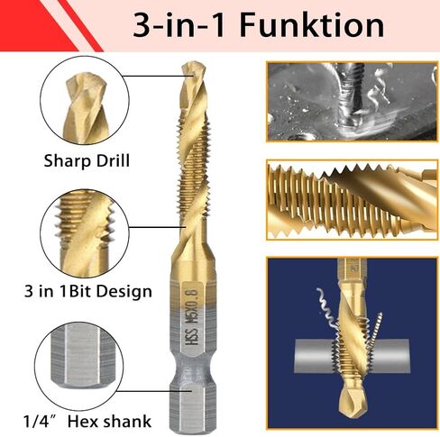 مجموعة لقم الحفر والصنبور من ANPTGHT، مجموعة لقم الصنبور المطلية بالتيتانيوم 13 قطعة SAE ومجموعة لقم الصنبور المترية مع محول التغيير السريع لحفر الخيط اللولبي والتنصت على إزالة الأزيز والغرق in Kuwait