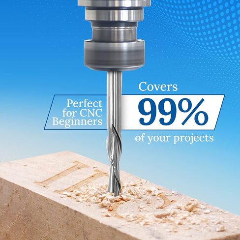 مجموعة IDC WoodCraft الكاملة من مجموعة لقم التوجيه CNC الأساسية، 9 لقم توجيه مع ساق 1/4 بوصة، 2 أطواق تخفيض، 1 لقمة سطح، ملف نحت الخشب، قطع على شكل حرف V من الكربيد الصلب | 1/4 مجموعة لقم التوجيه in Kuwait