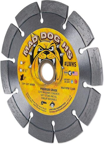 Delta Diamond Mad Dog HS 18 Inch Segmented Diamond Saw Blade, .140 X 1" Arbor, Made in USA, Premium, Wet/Dry, Laser-Welded, General Purpose Cutting Concrete, Masonry, Stone (18") in Kuwait